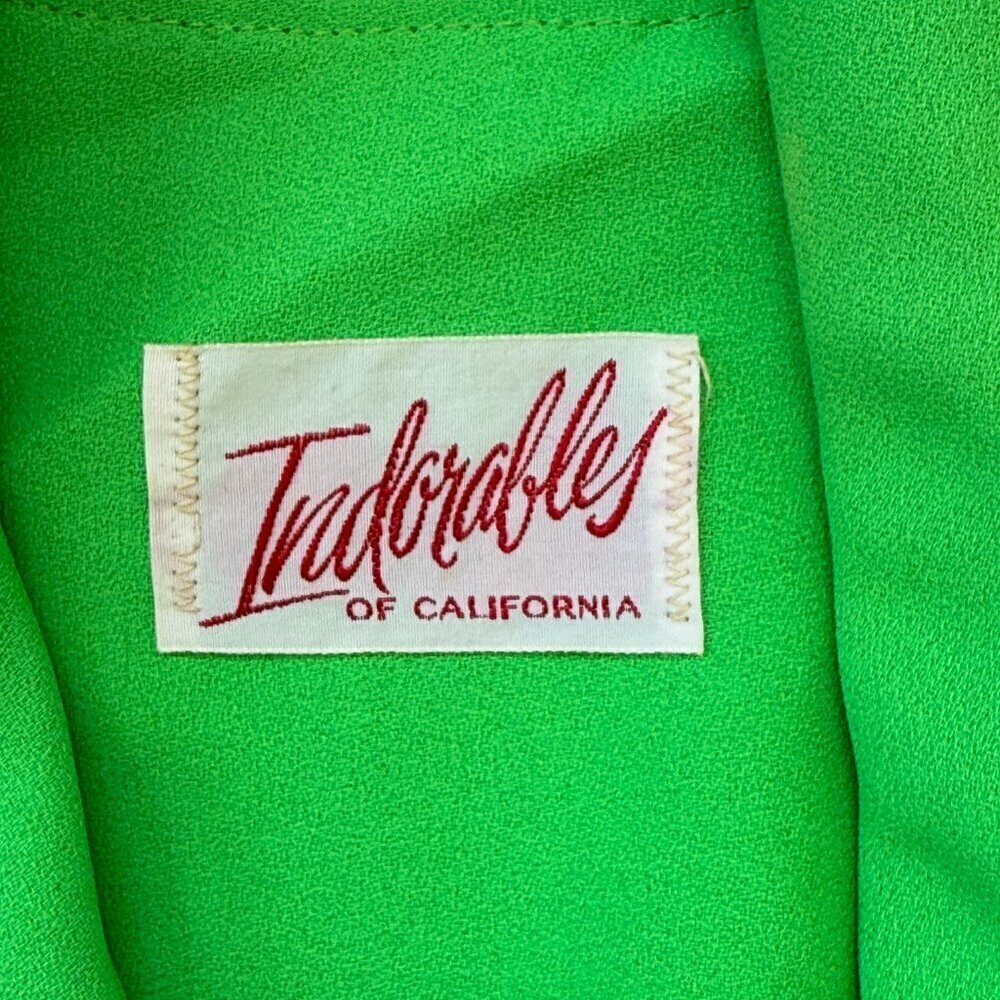 Vintage Indorables of California 60s Pants Suit Set Bright Green Retro Medium - Picture 8 of 14